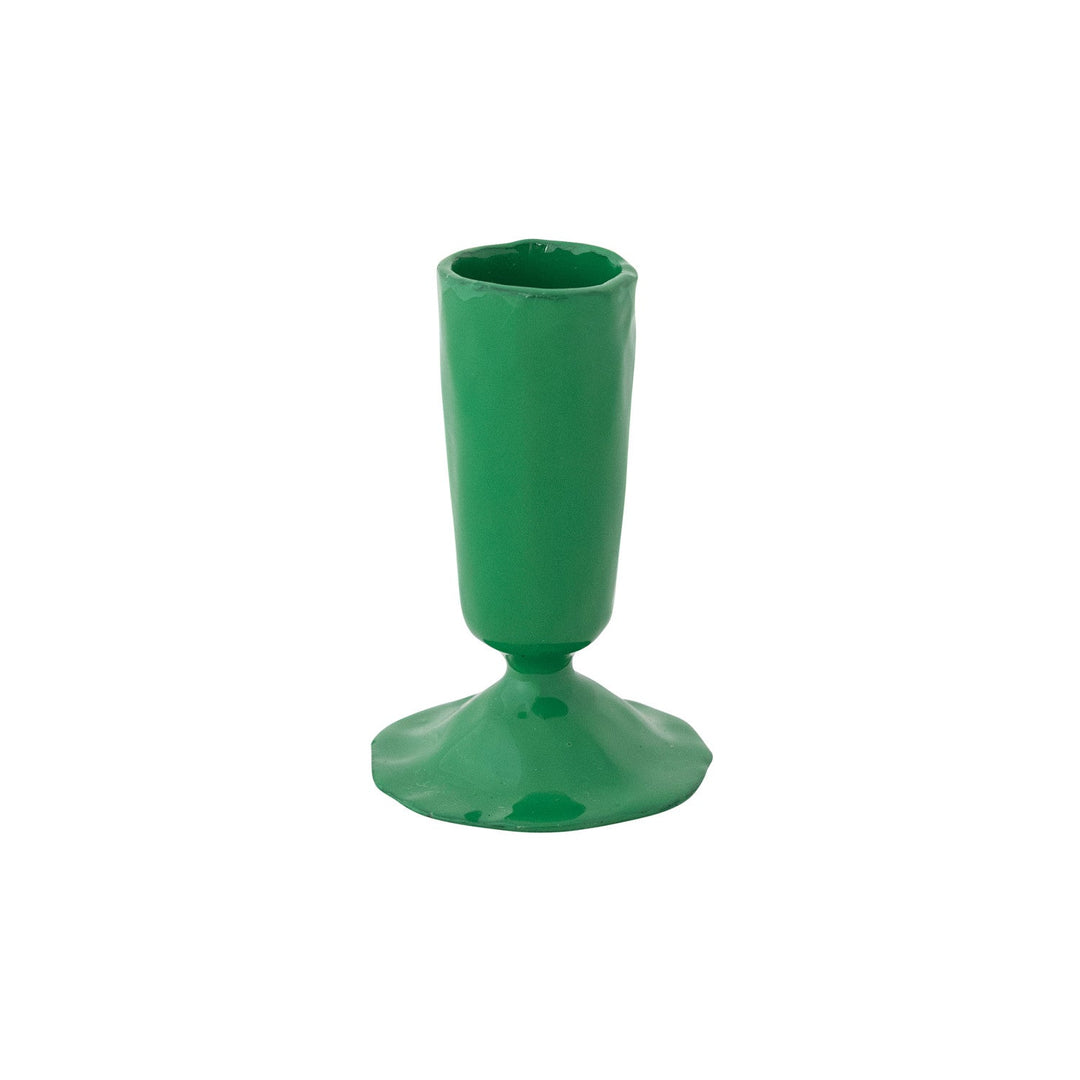 Green Enameled Cast Iron Taper Holder - Merry PigletsCreative Co-Op