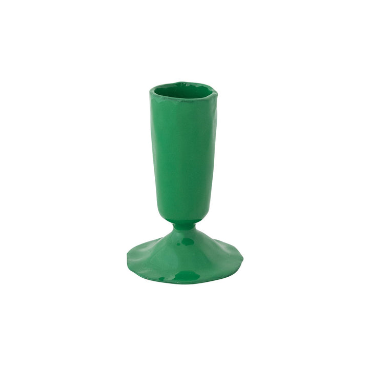 Green Enameled Cast Iron Taper Holder - Merry PigletsCreative Co-Op
