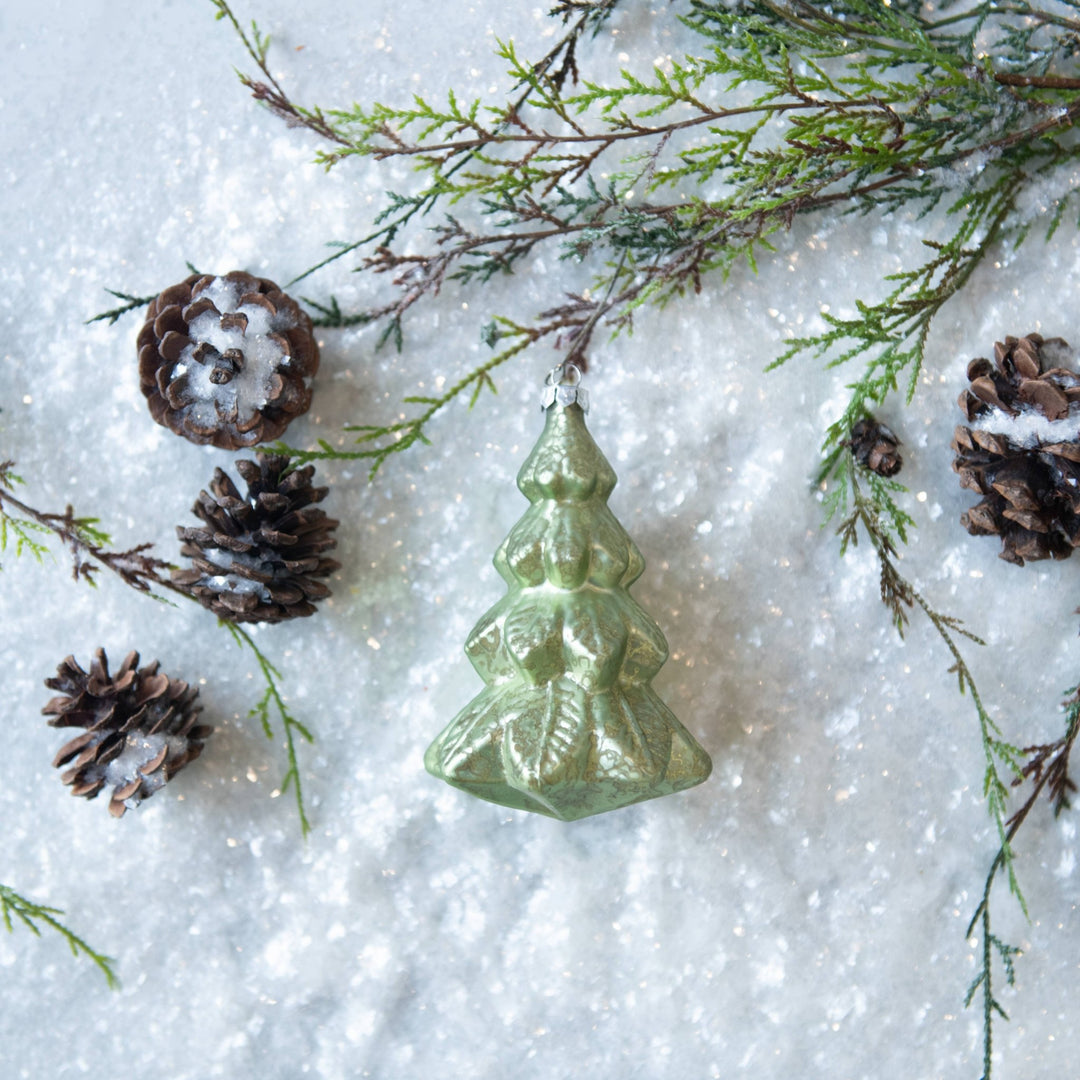 Green Glass Tree Ornament - Merry PigletsRagon House