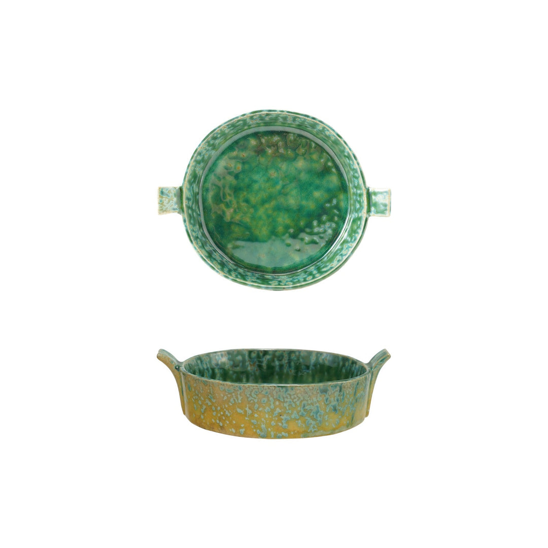Green Round Baker Dish - Merry PigletsCreative Co-Op