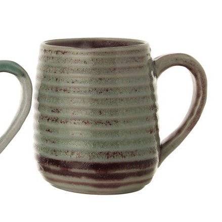 Grooved Stoneware Mug - Merry PigletsCreative Co-Op