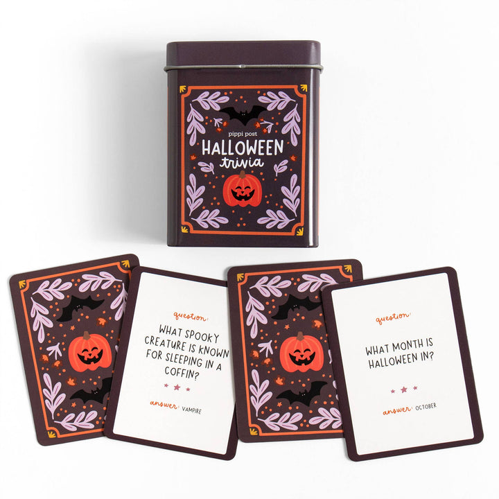 Halloween Trivia Cards in Tin - Merry PigletsPippi Post