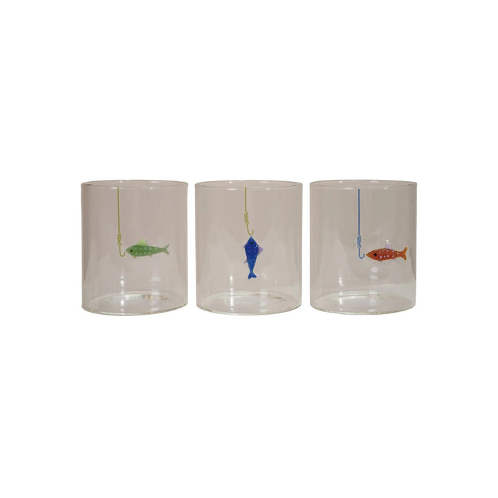 Hand-Blown Fish Drinking Glass - Merry PigletsCreative Co-Op