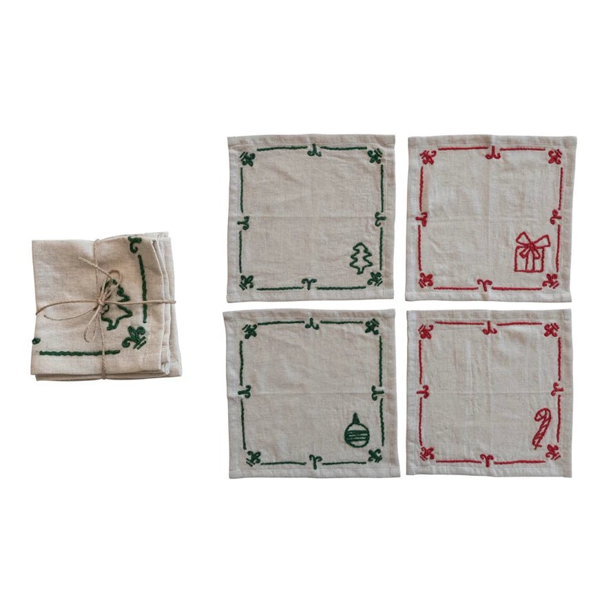 Holiday Cocktail Napkins - Merry PigletsCreative Co - Op