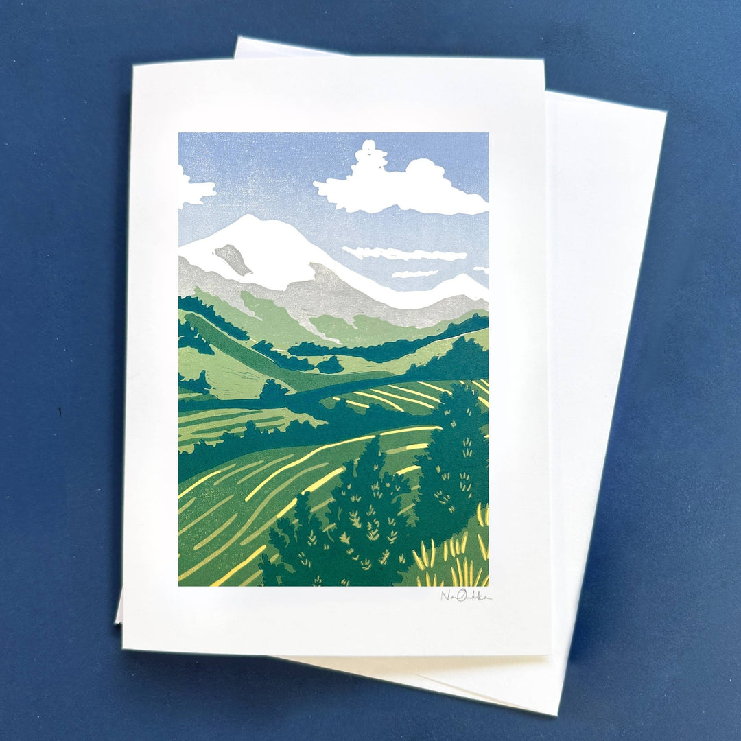 Home in the Mountains Greeting Card - Merry PigletsNan Onkka Prints