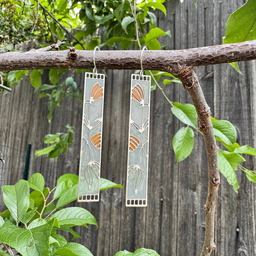 Honeysuckle Stained Glass Resin Earrings - Merry PigletsWild Lupine Folkcraft