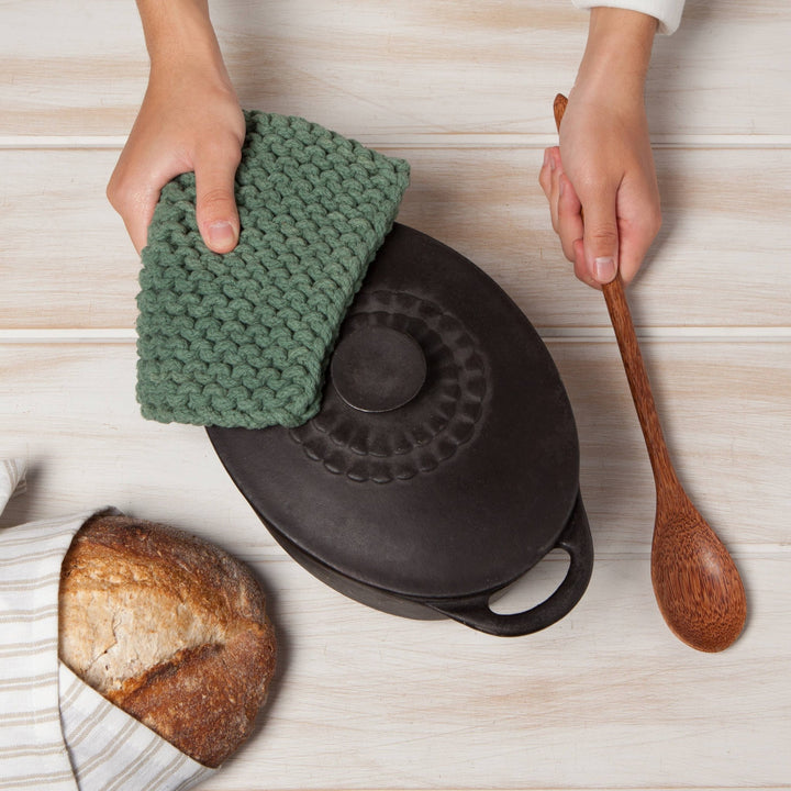 Jade Green Knit Potholder - Merry PigletsDanica Heirloom