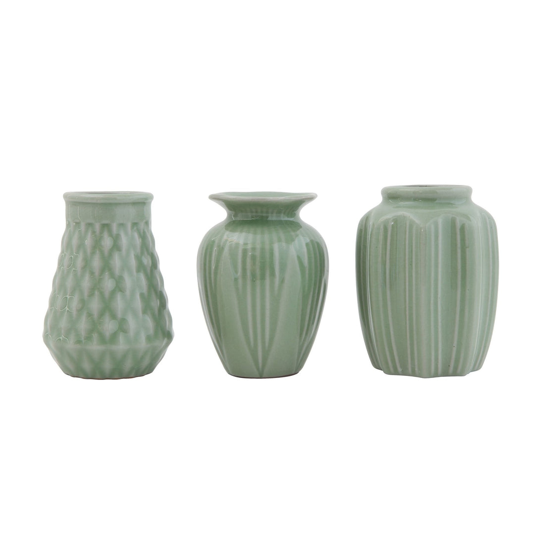 Jade Vase with Crackle Glaze - Merry PigletsCreative Co-Op