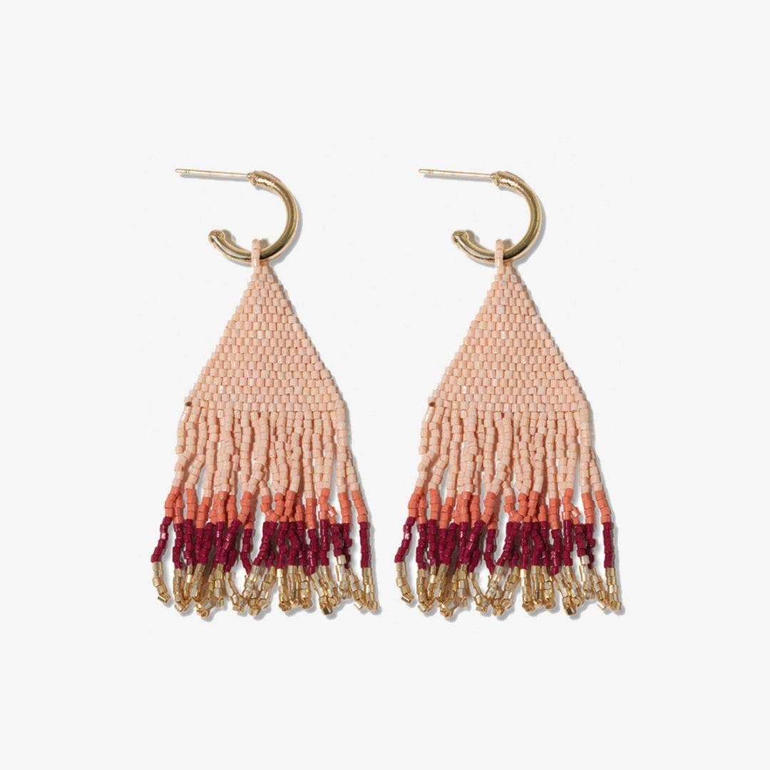 James Mini Gold Hoop Beaded Fringe Earrings Blush - Merry PigletsINK + ALLOY
