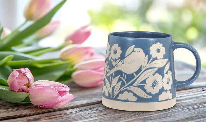Leaves & Birds Blue Mug - Merry PigletsAbbott