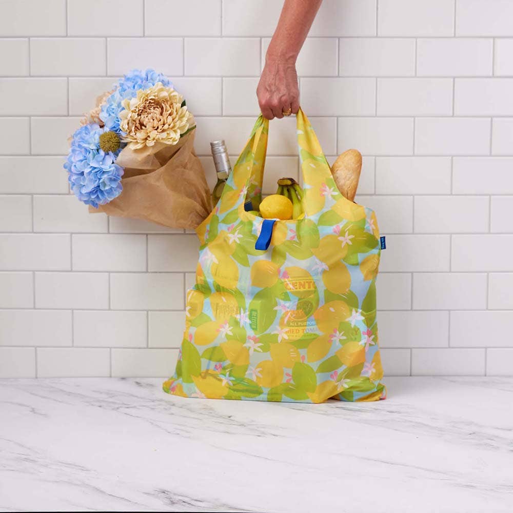 Lemon Blossoms Reusable Shopper Tote Bag - Merry Pigletsrockflowerpaper