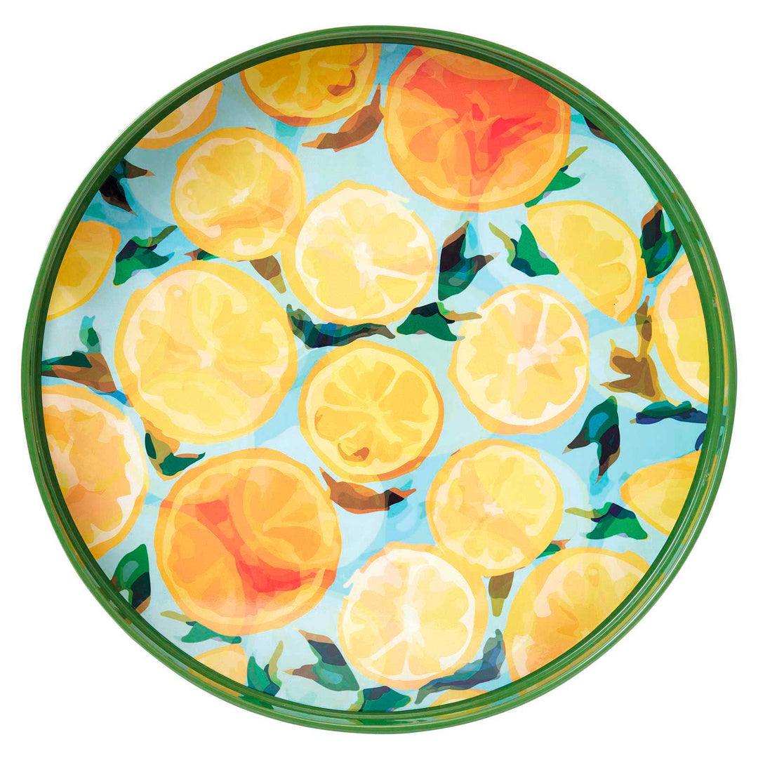 Lemon Slices Round Serving Tray - Merry Pigletsrockflowerpaper