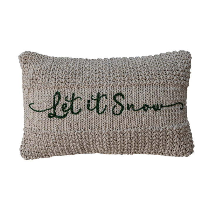 Let it Snow Knit Pillow - Merry PigletsCreative Co-Op