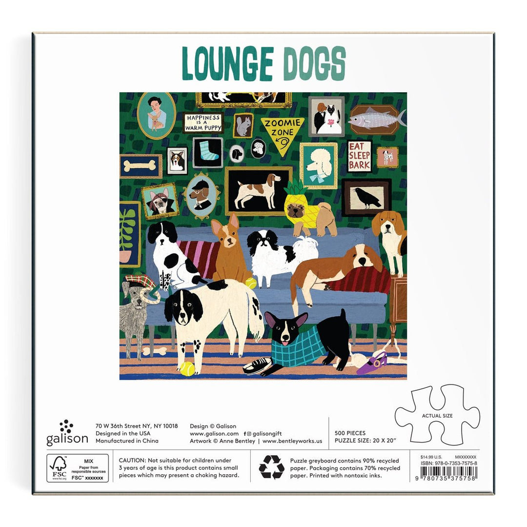 Lounge Dogs 500 Piece Puzzle - Merry PigletsGalison