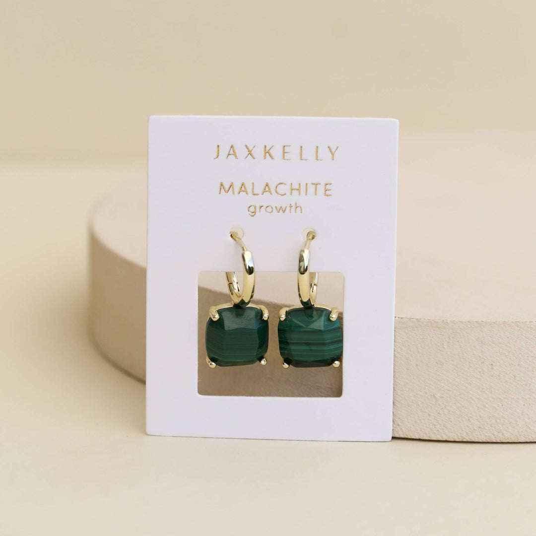 Malachite Drop Hoop Earrings - Merry PigletsJaxKelly