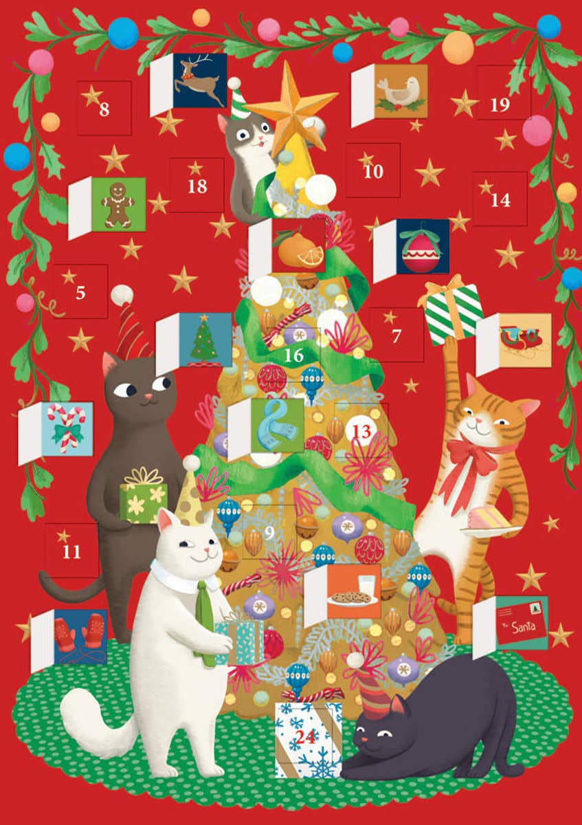 Meow Factor Advent Calendar Greeting Card - Merry PigletsRoger La Borde