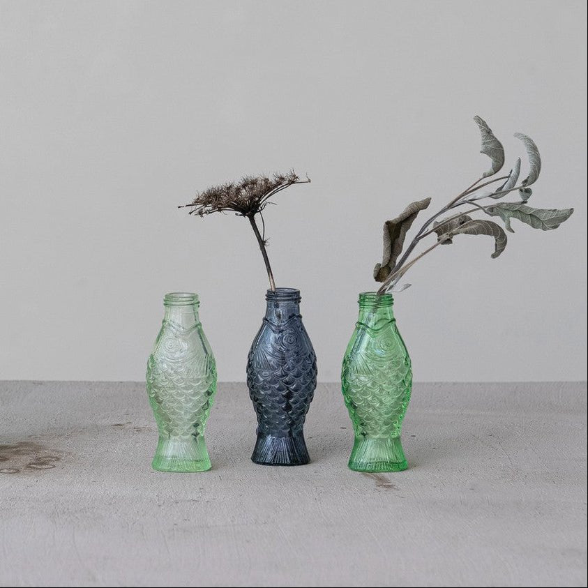 Mini Fish Glass Vase - Merry PigletsCreative Co-Op
