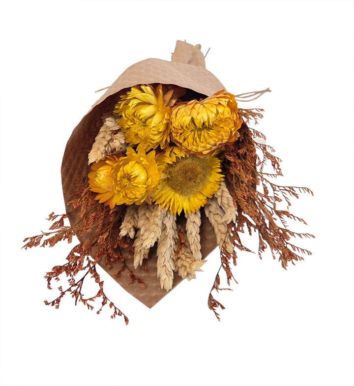 Mini Harvest Wheat Strawflower Dried Bouquet - Merry PigletsAndaluca