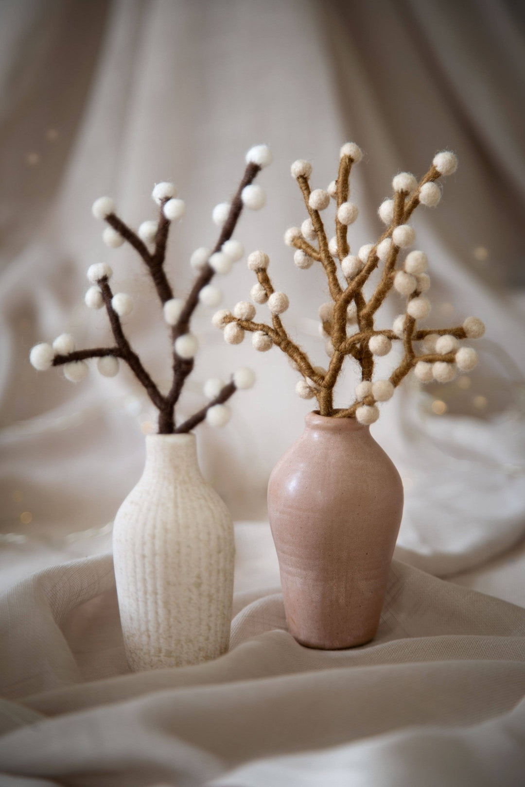 Mini Wool Branch w/ Beige Berries - Merry PigletsGry and Sif
