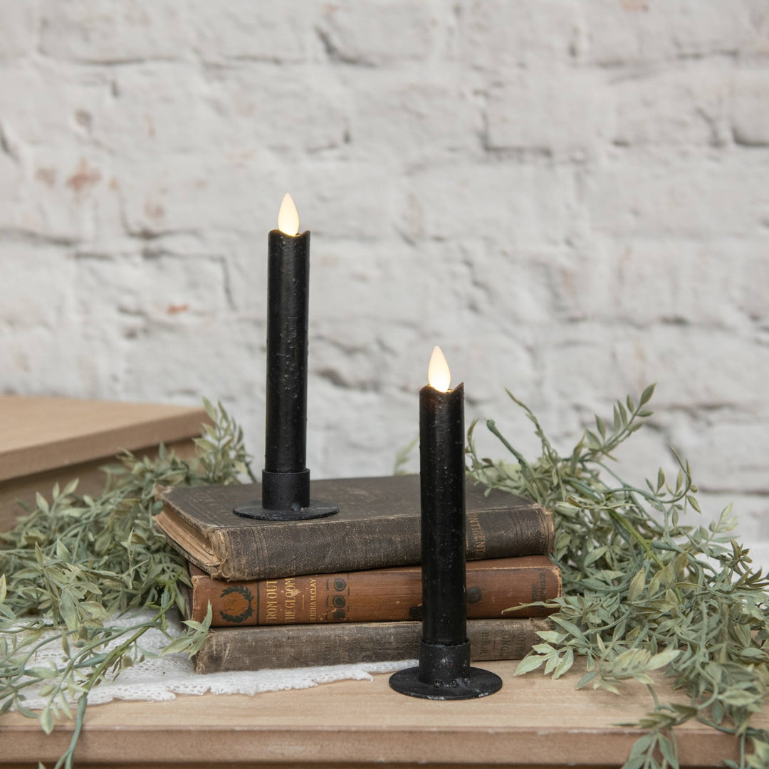 Moving Flame Black Short Taper Candle Set - Merry PigletsRagon House