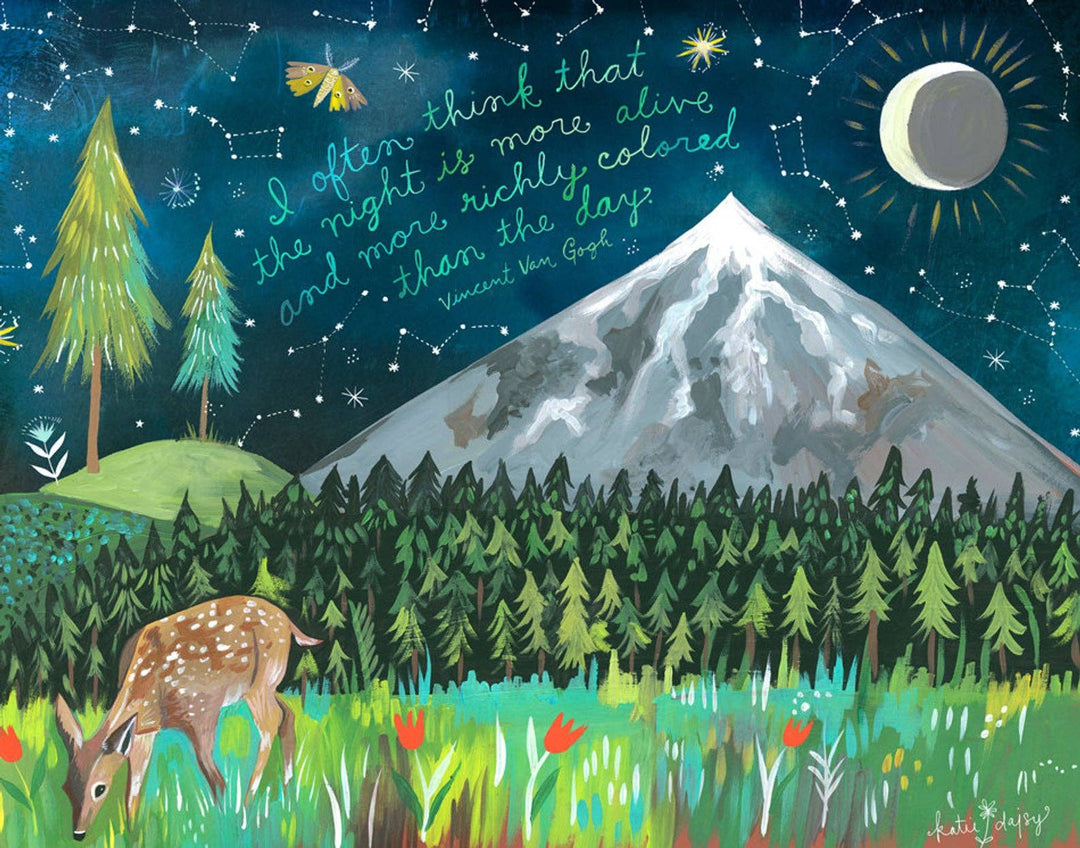 Night Mountain Print 8 x 10 - Merry PigletsKatie Daisy