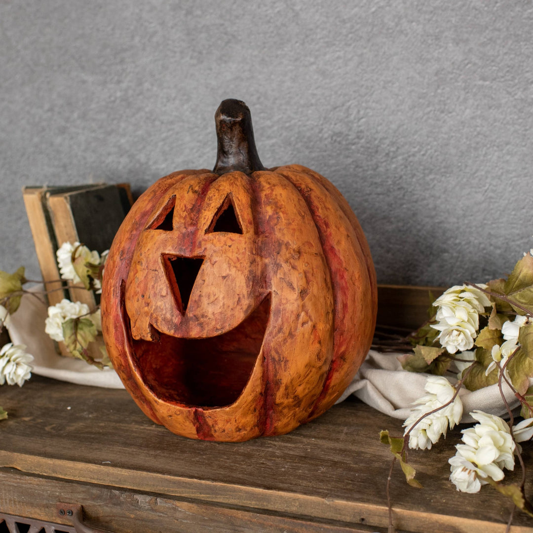 Orange Big Mouth Carved Pumpkin 11" - Merry PigletsRagon House