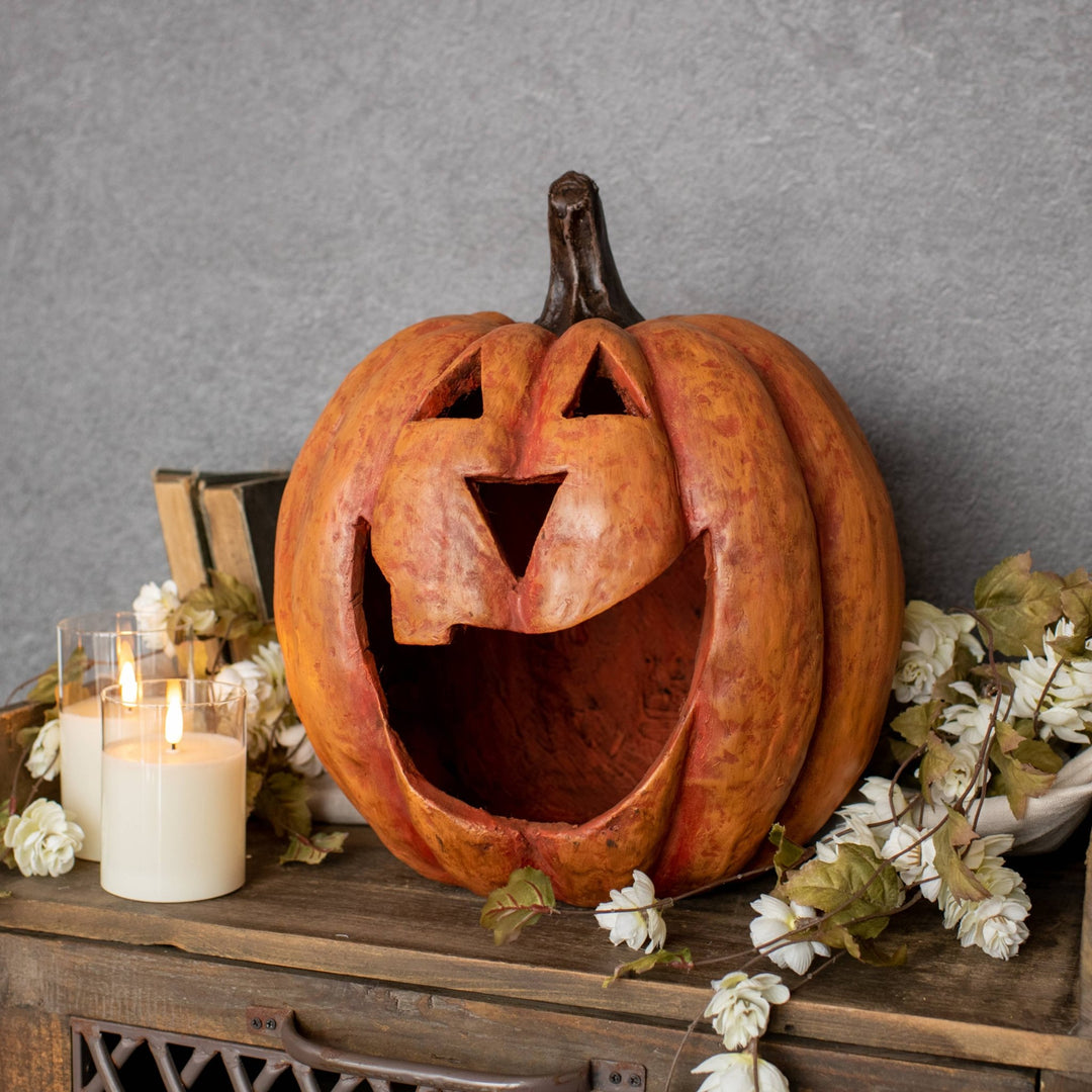 Orange Big Mouth Carved Pumpkin 15" - Merry PigletsRagon House
