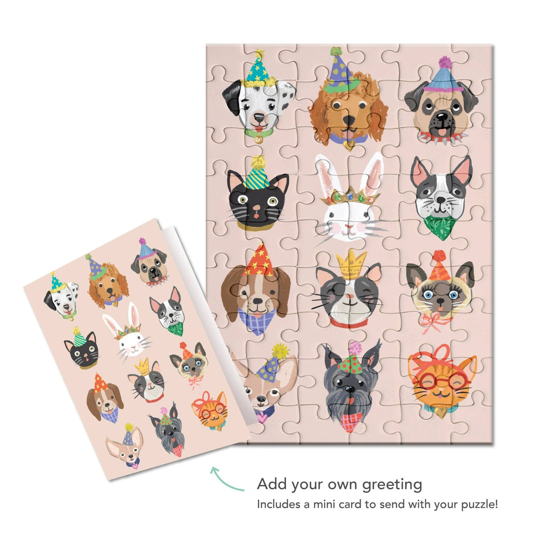 Party Animals Puzzle Greeting Card - Merry PigletsInklings Paperie