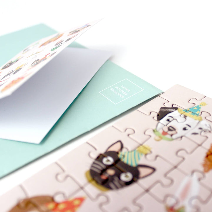 Party Animals Puzzle Greeting Card - Merry PigletsInklings Paperie
