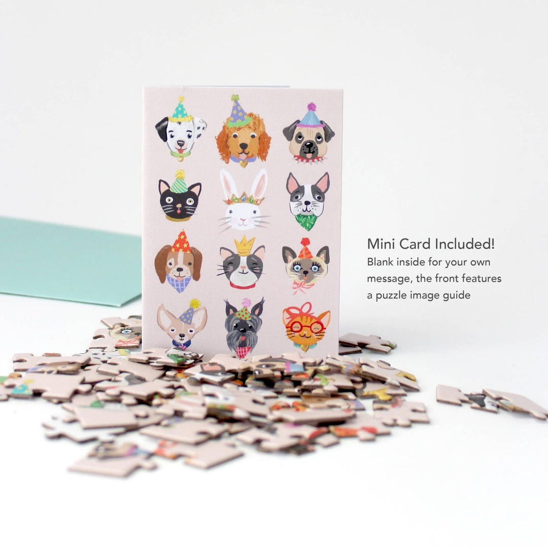 Party Animals Puzzle Greeting Card - Merry PigletsInklings Paperie