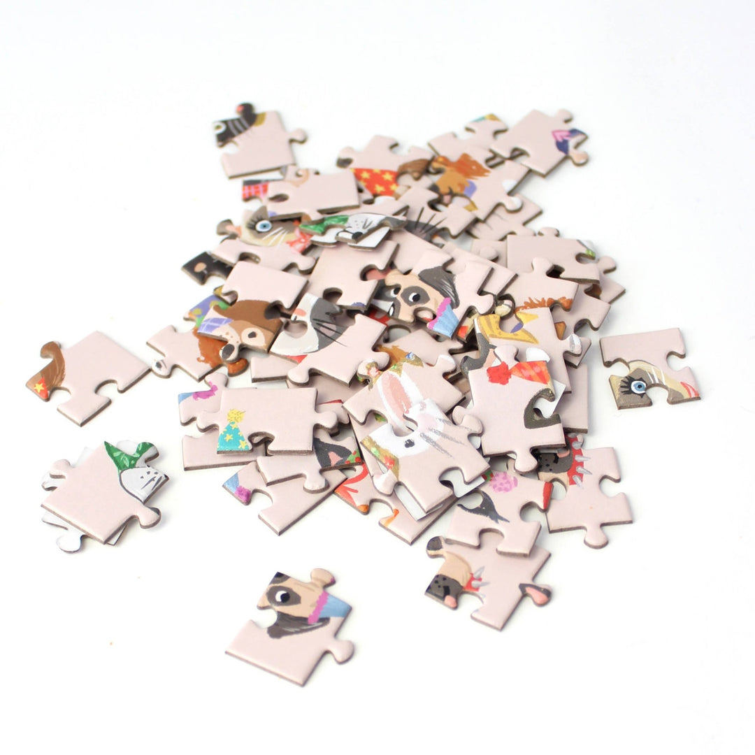 Party Animals Puzzle Greeting Card - Merry PigletsInklings Paperie