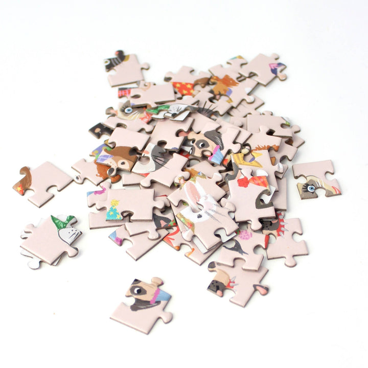 Party Animals Puzzle Greeting Card - Merry PigletsInklings Paperie