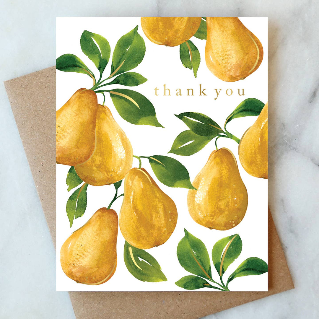Pears Thank You Greeting Card - Merry PigletsAbigail Jayne Design