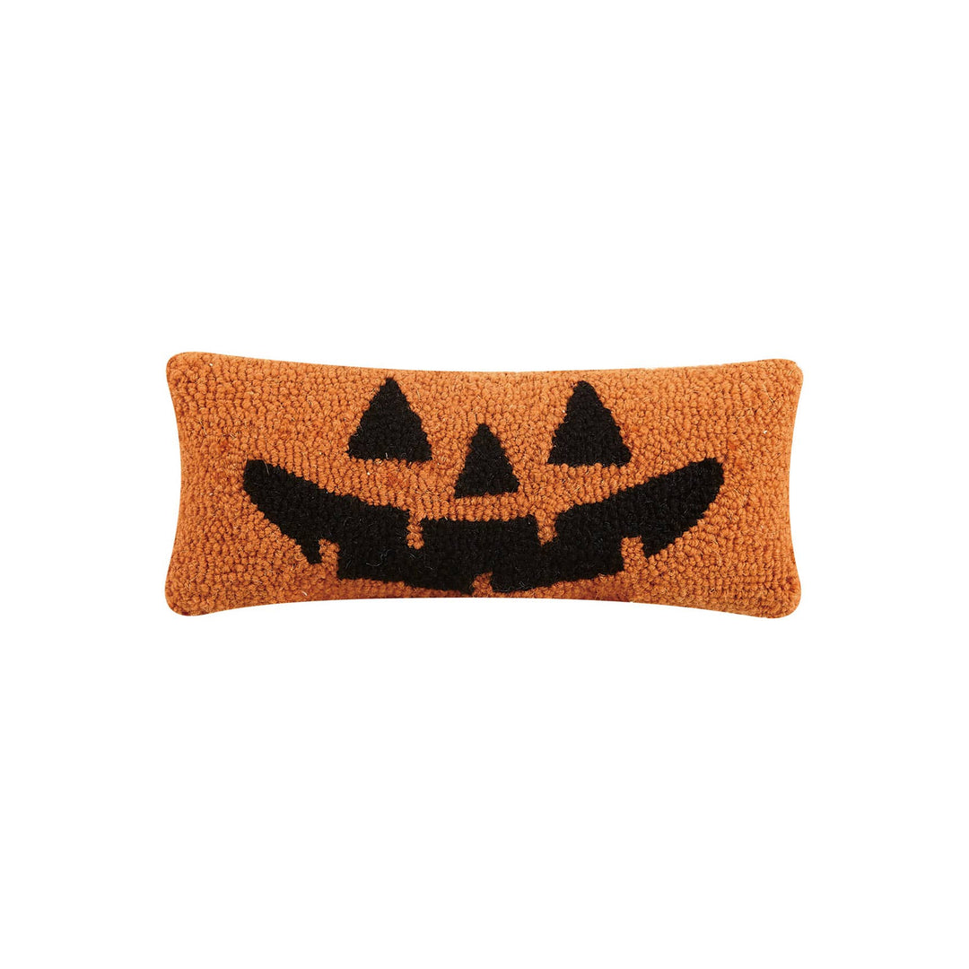 Petite Jack-O-Lantern Wool Hooked Pillow - Merry PigletsPeking Handicraft