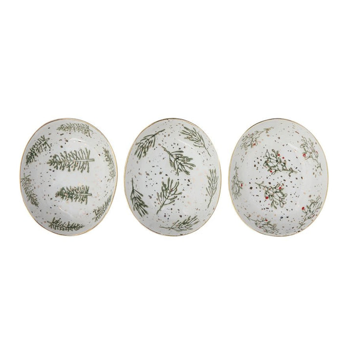 Pine Stoneware Dish - Merry PigletsCreative Co - Op