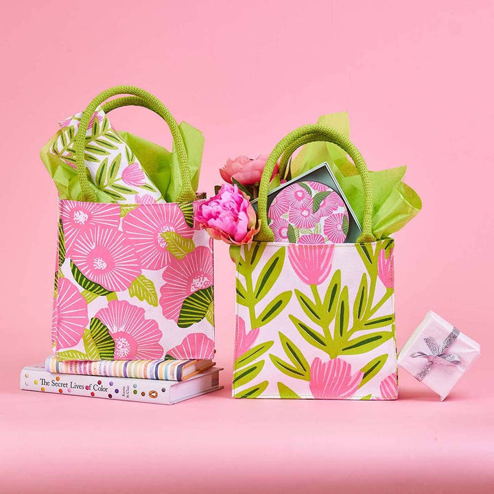 Pink Flower Reusable Gift Bag - Merry Pigletsrockflowerpaper