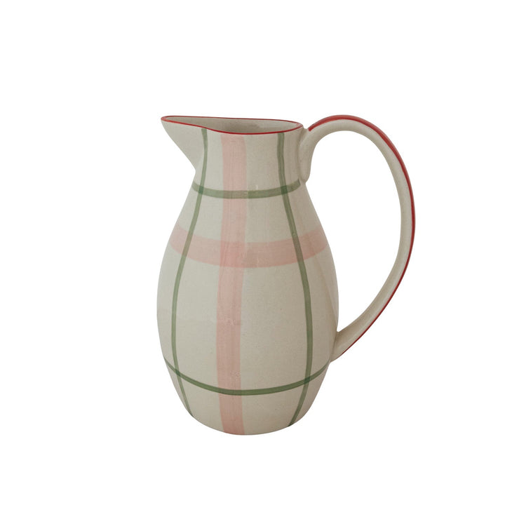 Plaid Stonware Pitcher - Merry PigletsCreative Co-Op