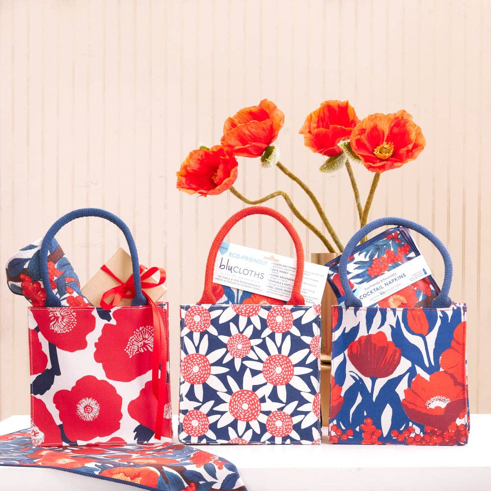 Poppies Reusable Gift Bag - Merry Pigletsrockflowerpaper