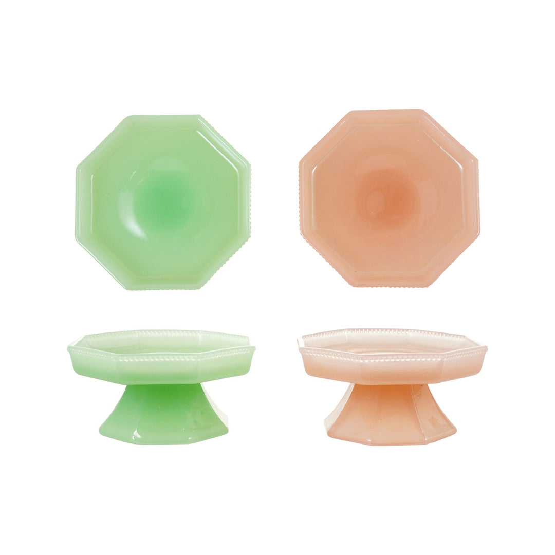 Pressed Milk Glass Footed Pedestal - Merry PigletsCreative Co-Op
