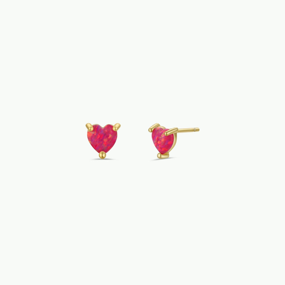 Puffed Pink Opal Heart Earrings - Merry PigletsJaxKelly