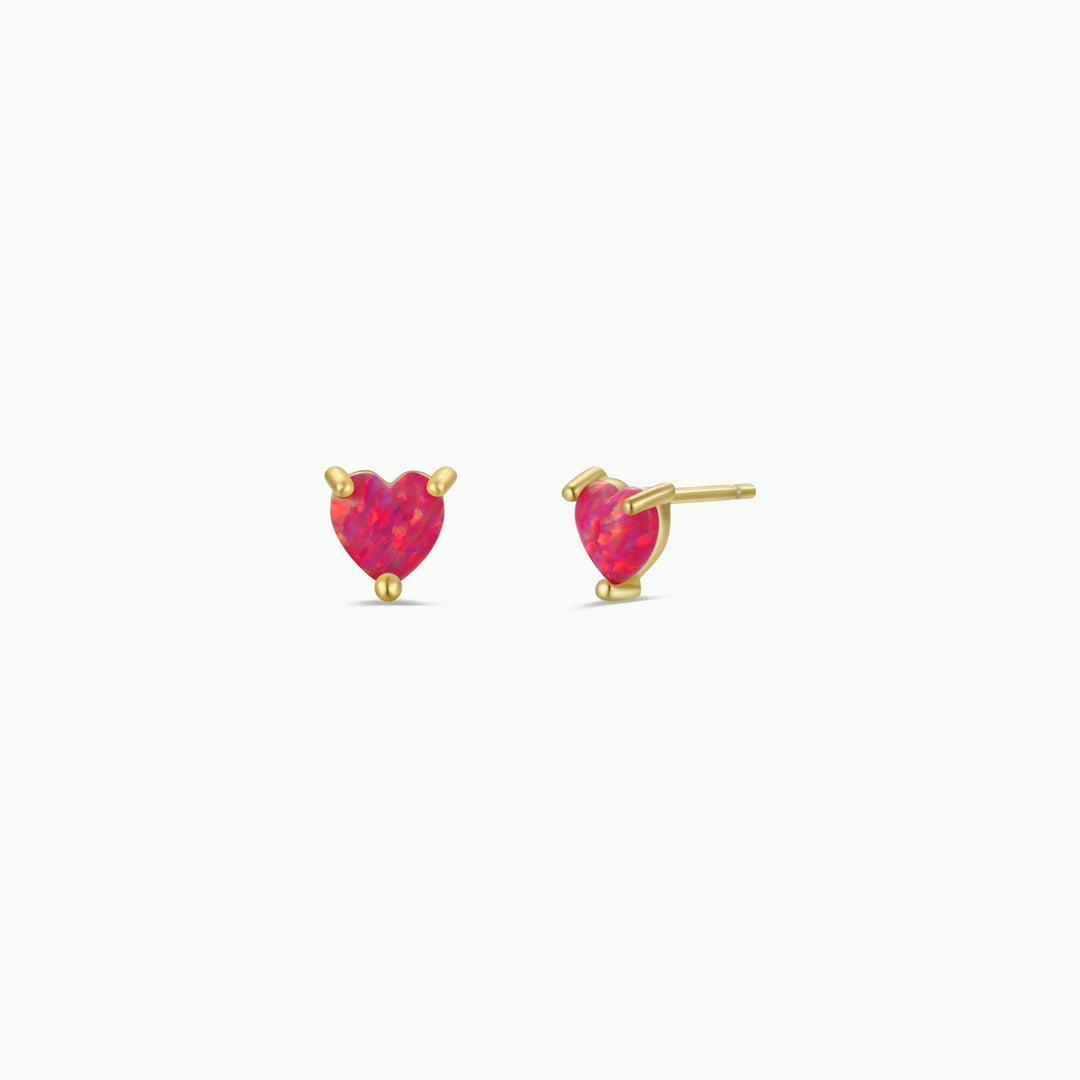 Puffed Pink Opal Heart Earrings - Merry PigletsJaxKelly