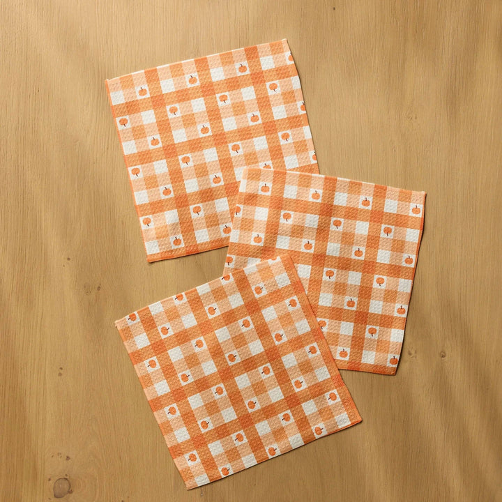 Pumpkin Check Geometry Dishcloth Set - Merry PigletsGeometry