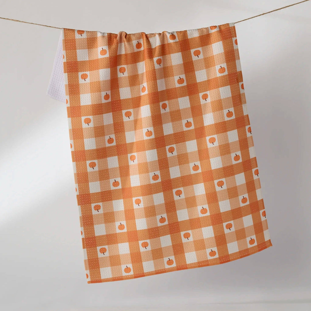 Pumpkin Check Geometry Tea Towel - Merry PigletsGeometry