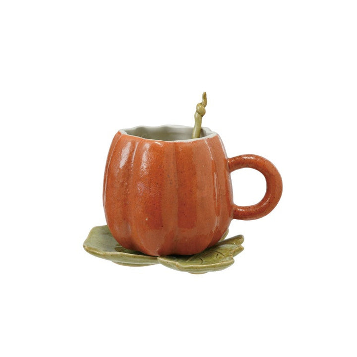 Pumpkin Mug with Saucer Set