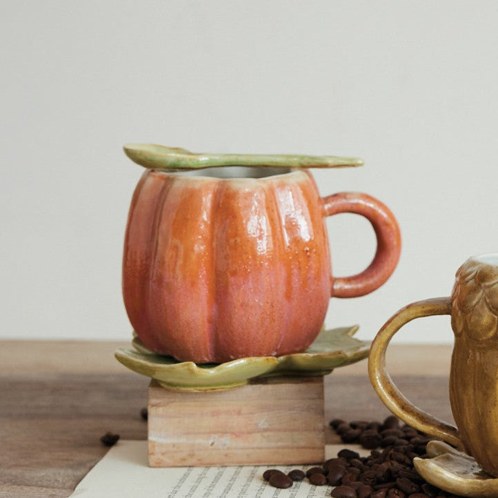 Pumpkin Mug with Saucer Set