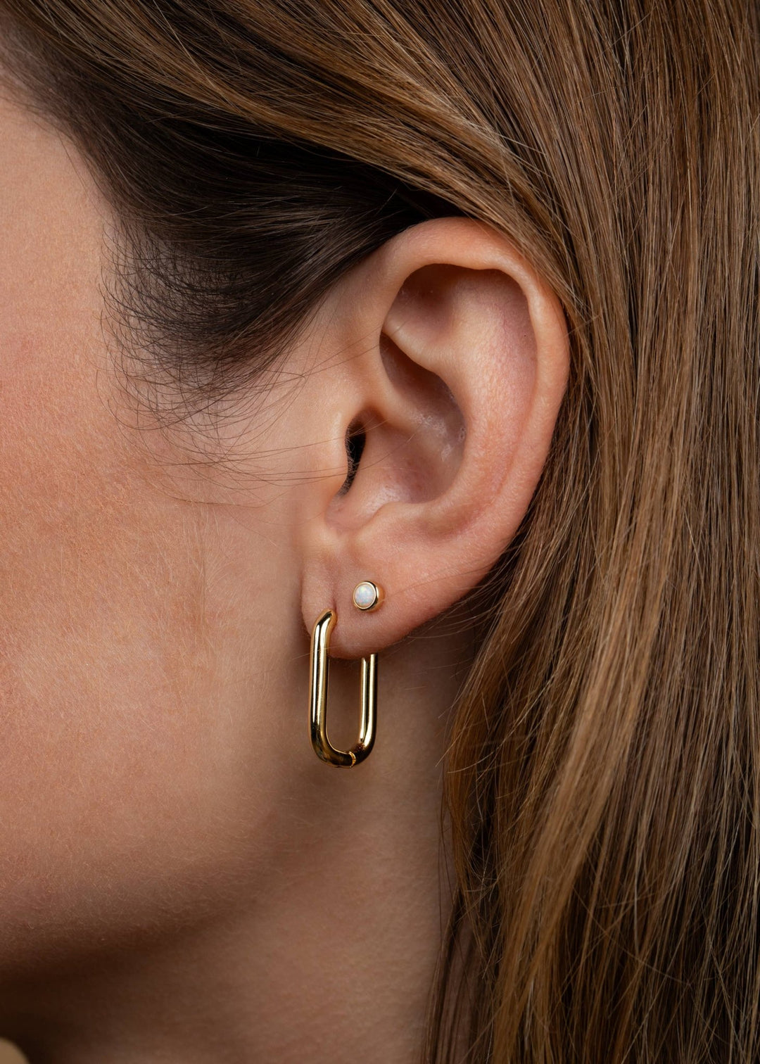 Rectangle Gold Hoop Earrings - Merry PigletsJaxKelly