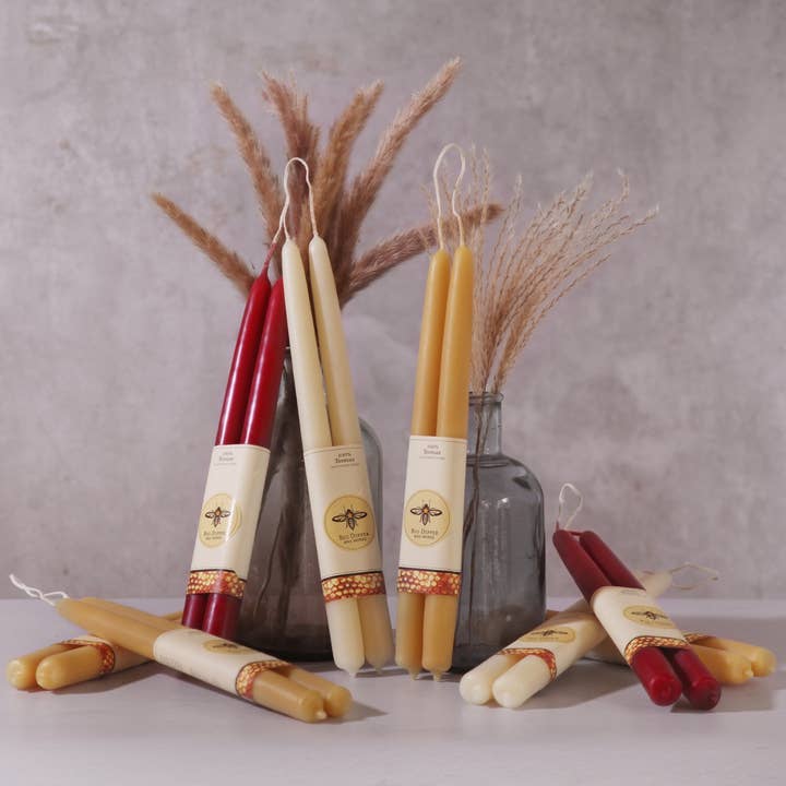 Red Beeswax Taper Candles - Merry PigletsBig Dipper Wax Works
