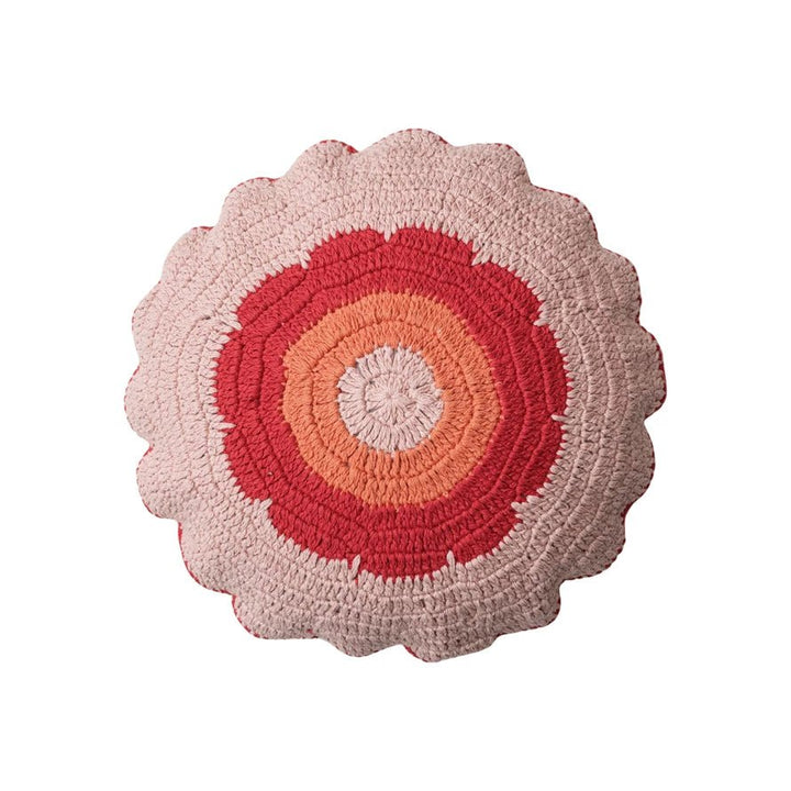 Round Scalloped Pillow - Merry PigletsCreative Co - Op