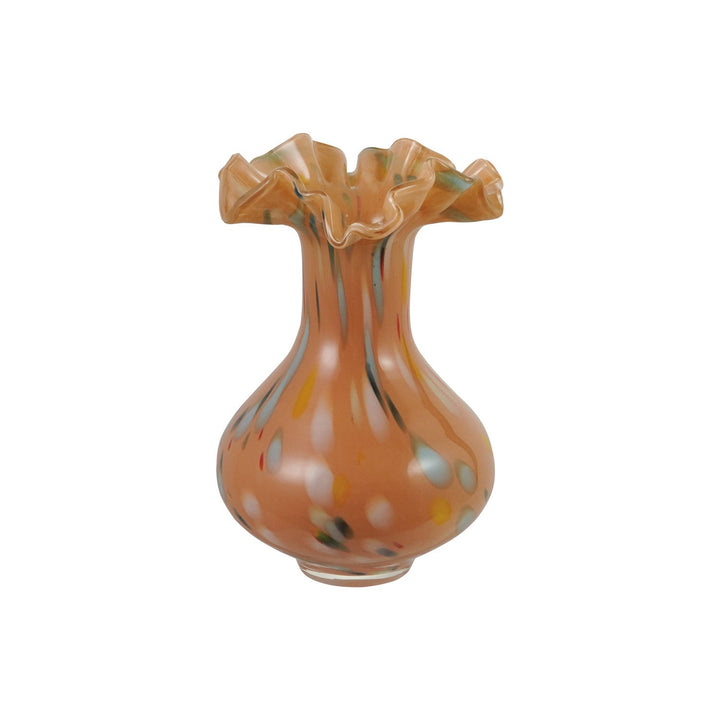 Ruffled Glass Apricot Vase - Merry PigletsCreative Co-Op