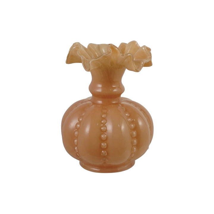 Ruffled Glass Apricot Vase - Merry PigletsCreative Co-Op